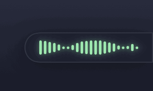 The Speakhold bar: hold the chord and a mint waveform moves with your voice; let go and the sentence is pasted